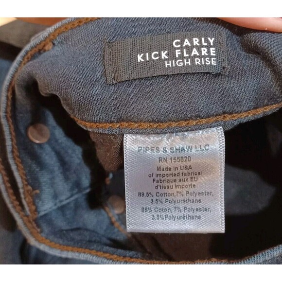 Veronica Beard Denim Carly Kick Flare High Rise Jeans In Dark Ink Blue Wash 25 - Picture 7 of 8